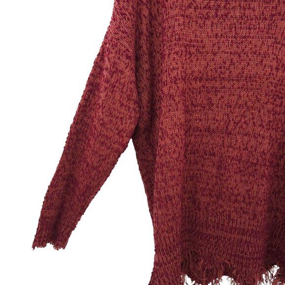 Umgee Sweater Womens XL Distressed Hem V Neck Pullover Knit Wine NEW - Picture 16 of 16